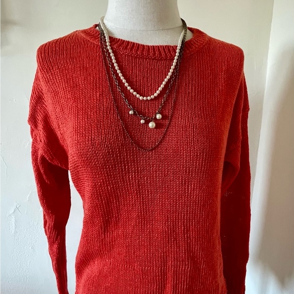 Orange Sweater Relaxed Fit Medium lightweight by JCrew Linen beach - Picture 4 of 9